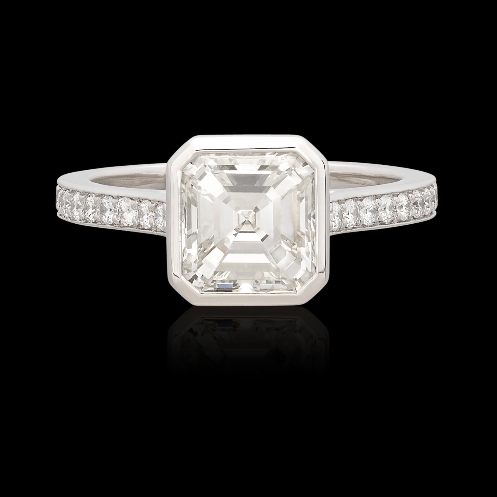 Phenomenal 2.14ct Asscher Cut Platinum Diamond Ring In New Condition For Sale In San Francisco, CA