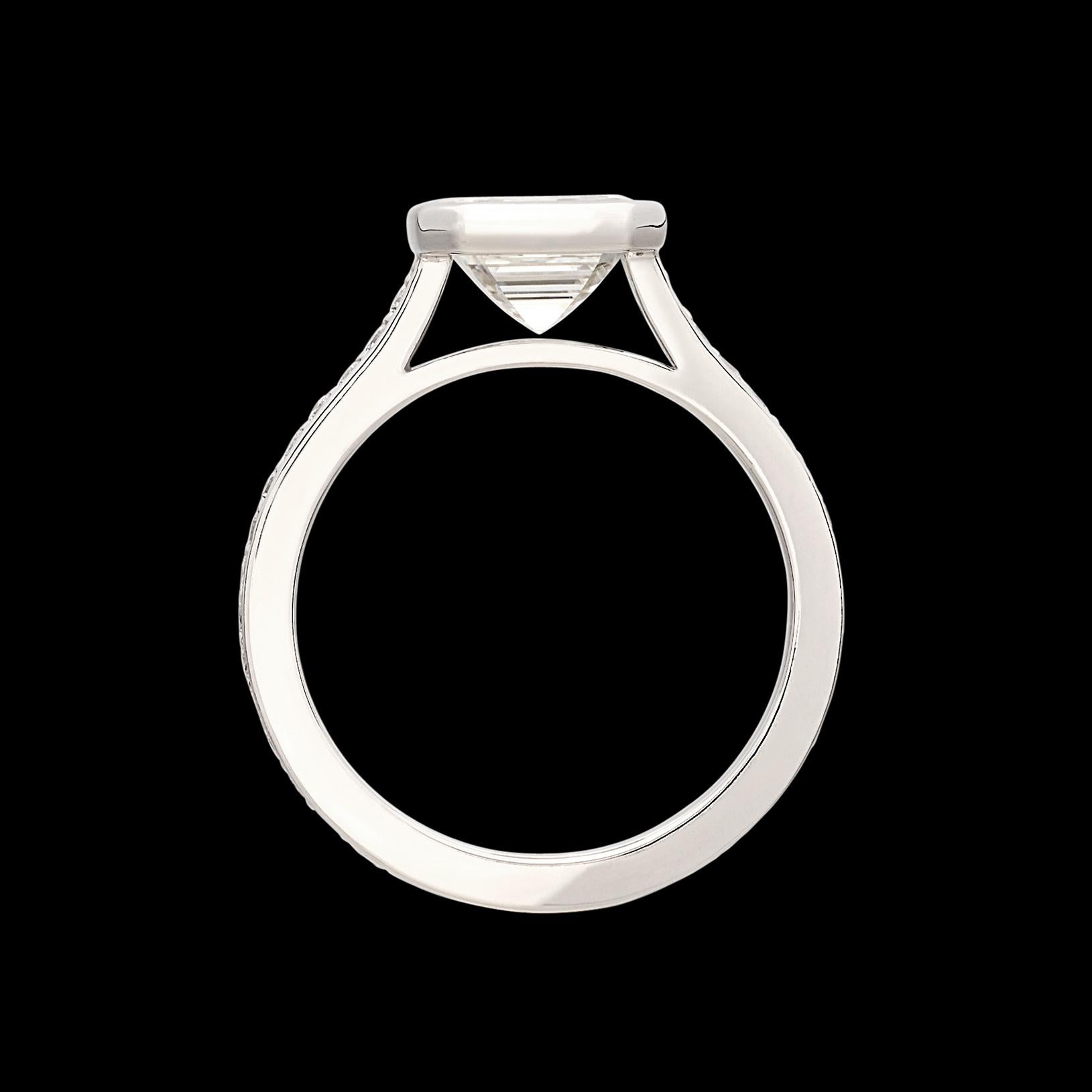 Phenomenal 2.14ct Asscher Cut Platinum Diamond Ring For Sale 1