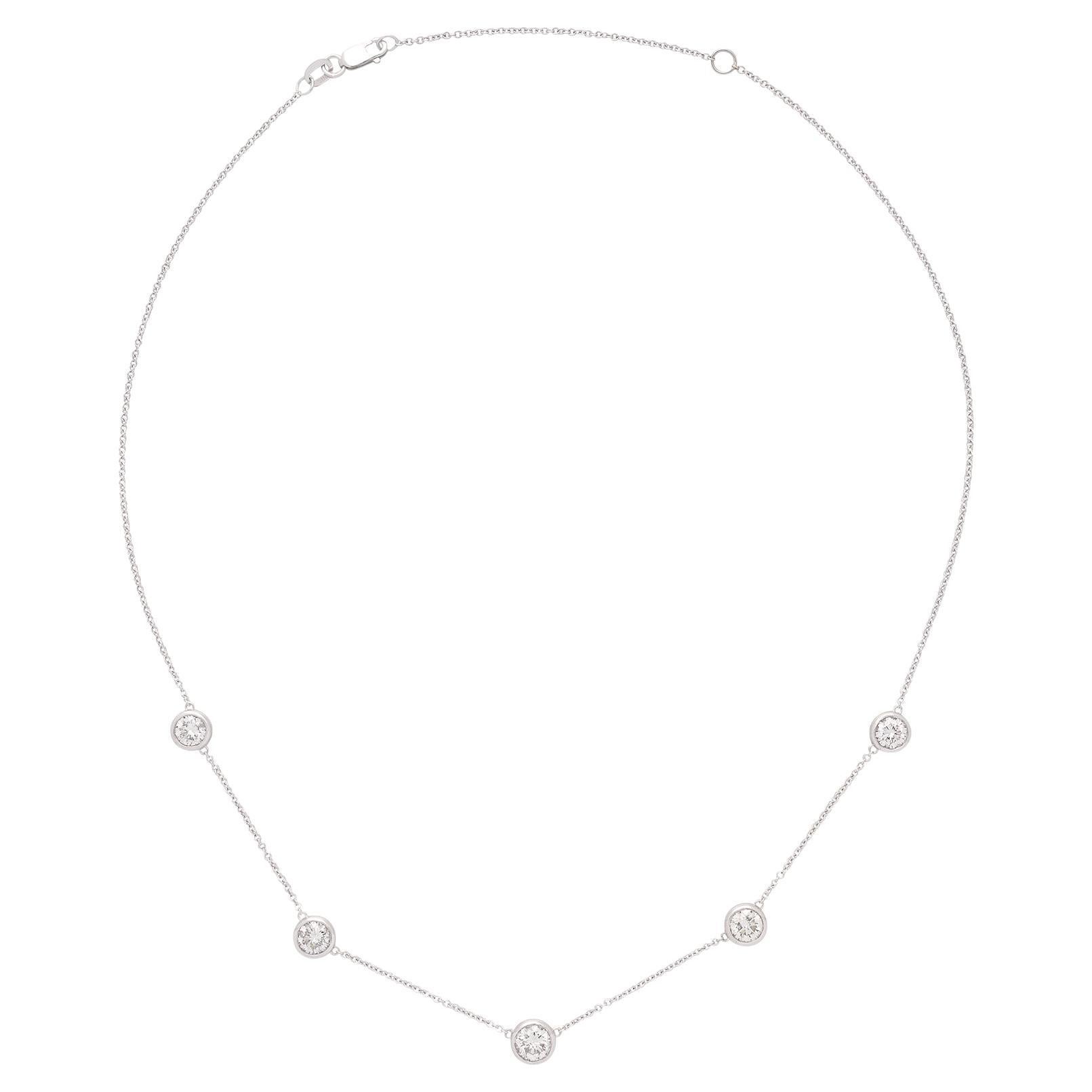 Phenomenal 3.01ct 18kt White Gold Diamonds by the Yard Necklace For ...