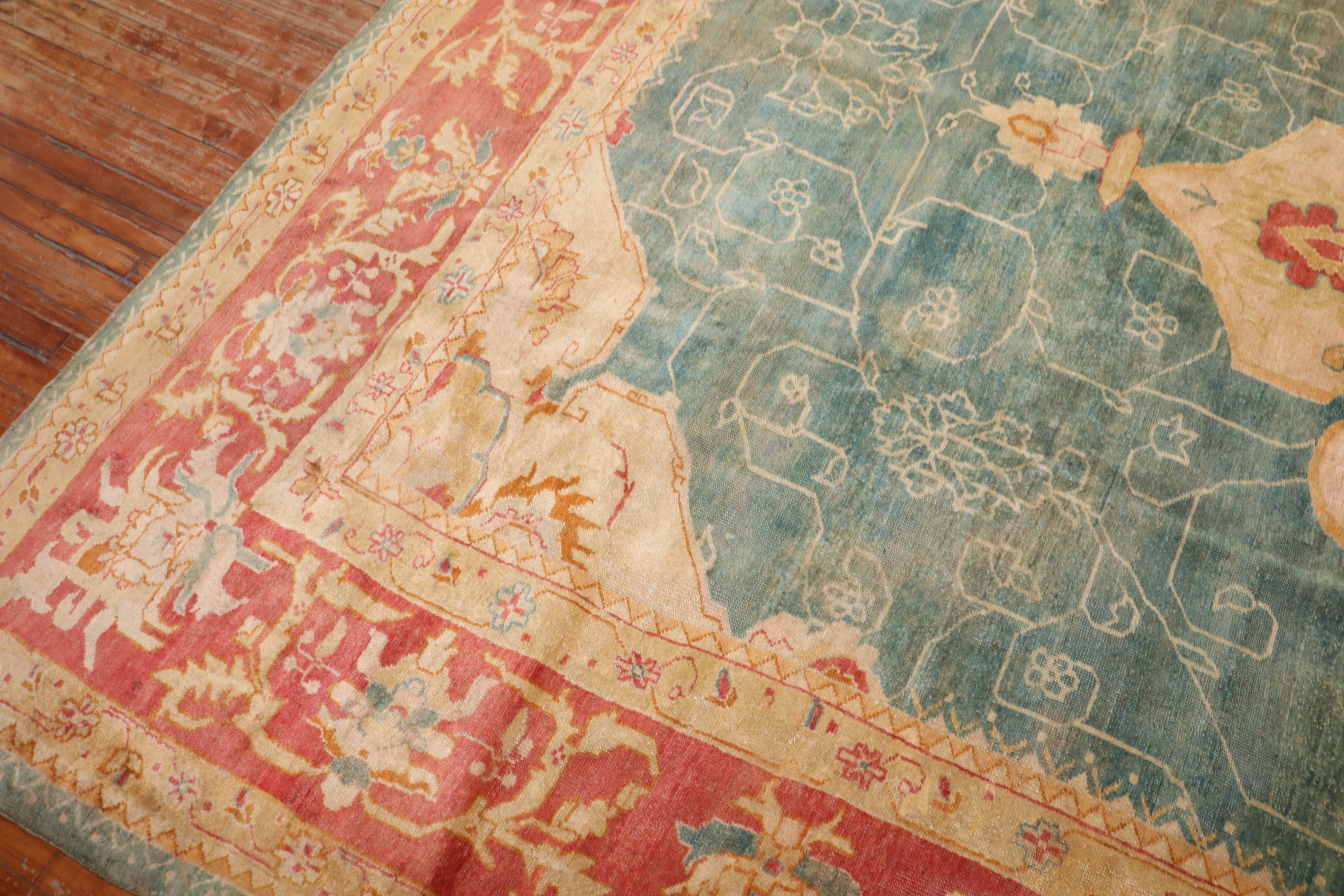 Zabihi Collection Phenomenal Antique Turkish Oushak Rug For Sale 6