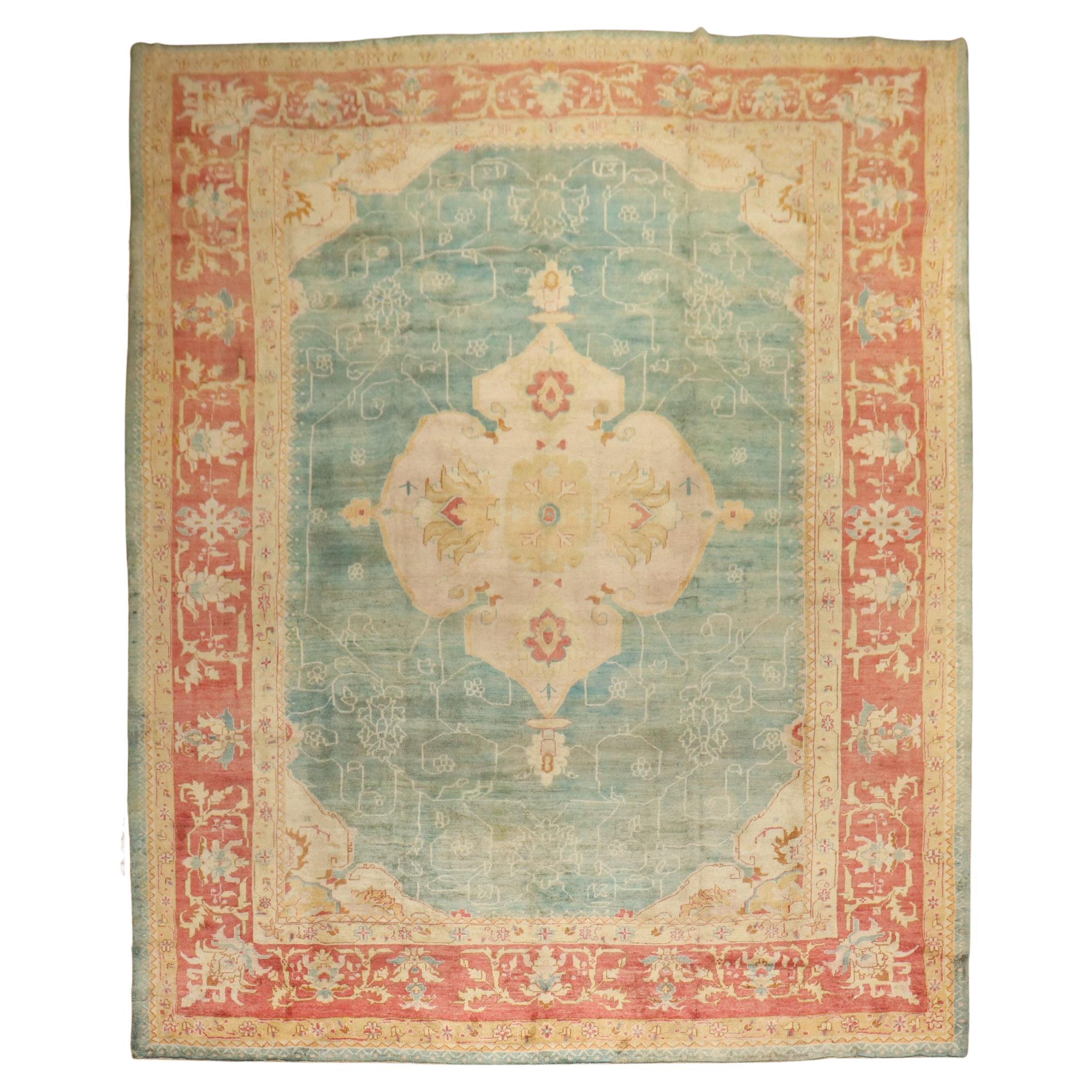 Zabihi Collection Phenomenal Antique Turkish Oushak Rug For Sale