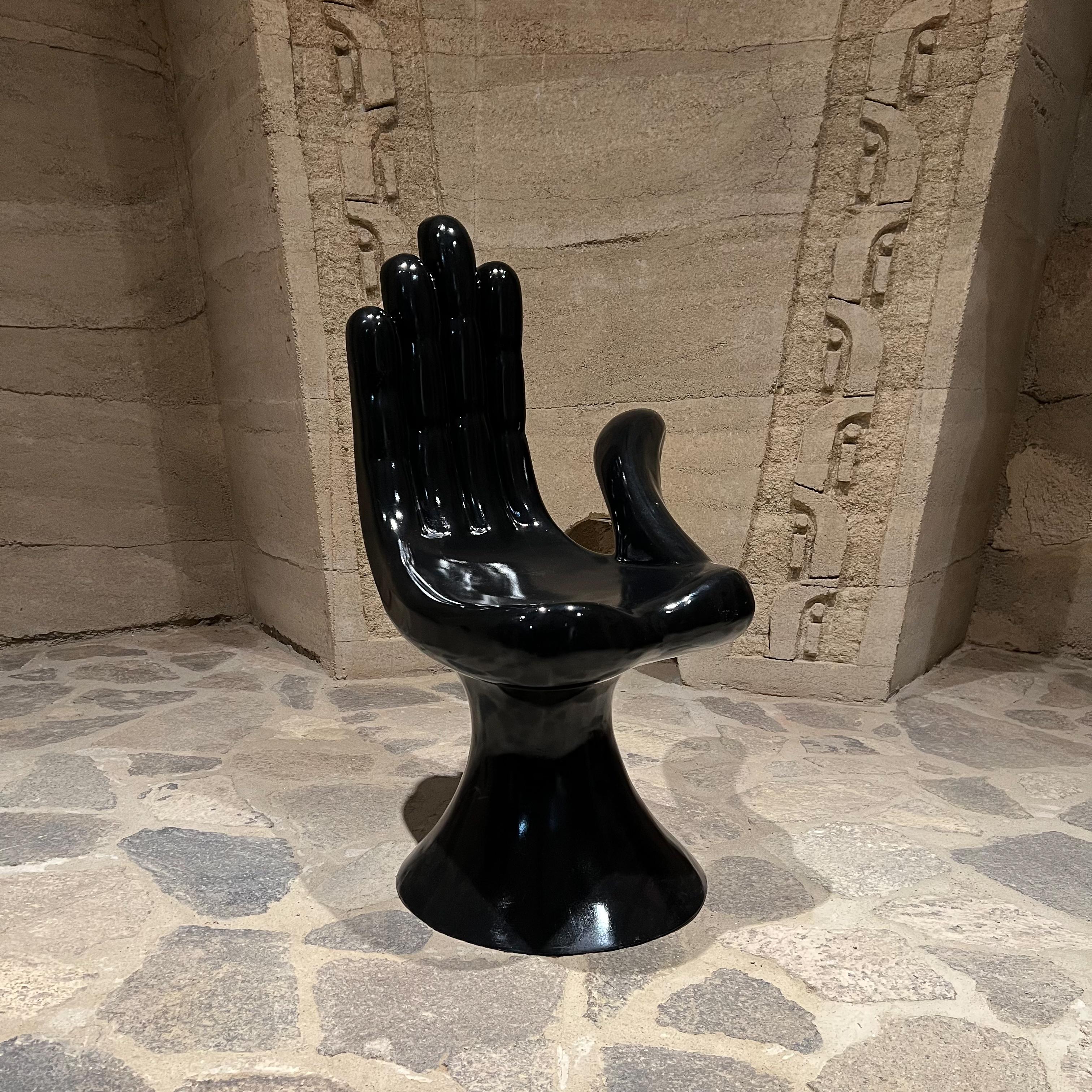 Modern Phenomenal Black Fiberglass Hand Chair by Pedro Friedeberg Mexico