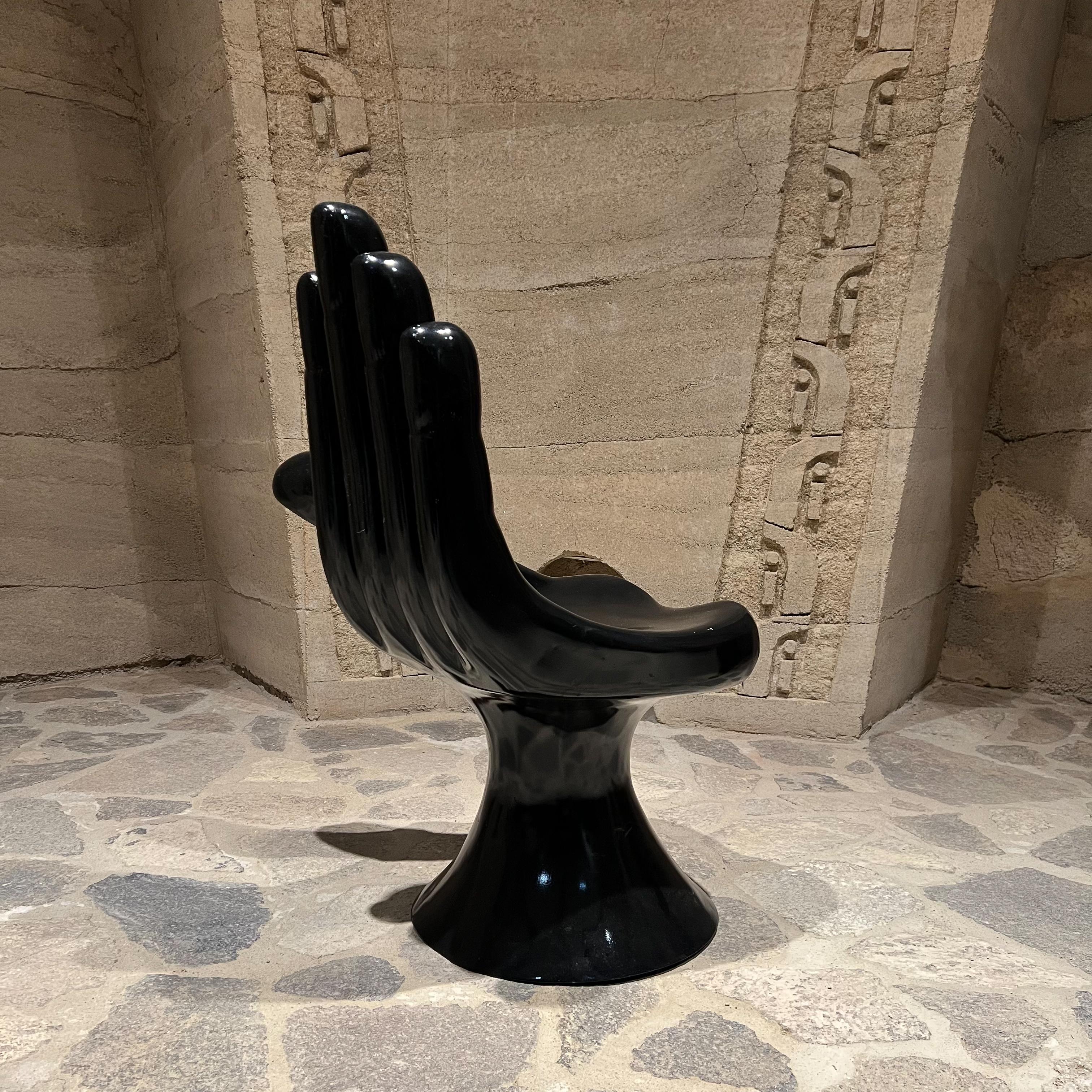Contemporary Phenomenal Black Fiberglass Hand Chair by Pedro Friedeberg Mexico