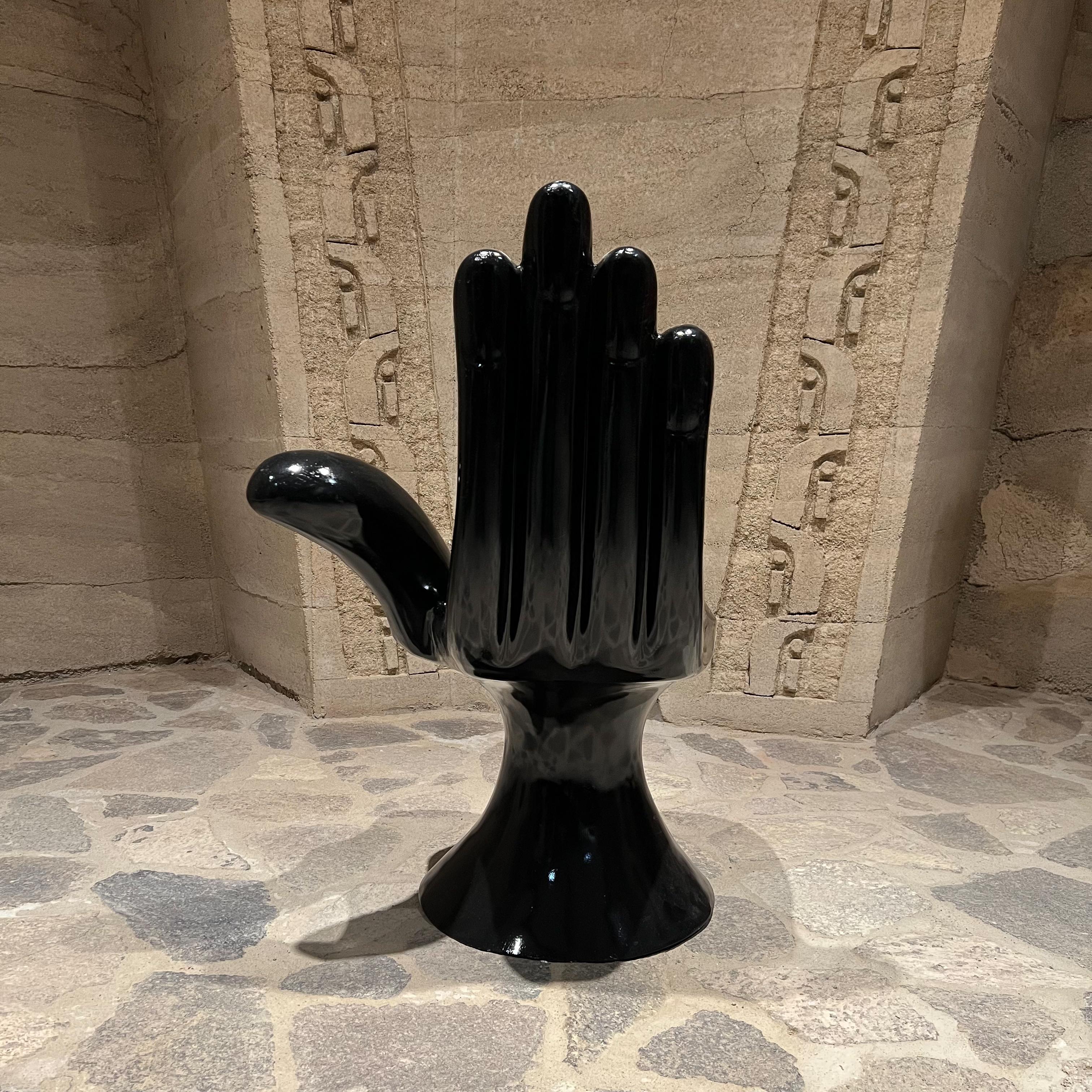 Phenomenal Black Fiberglass Hand Chair by Pedro Friedeberg Mexico 1