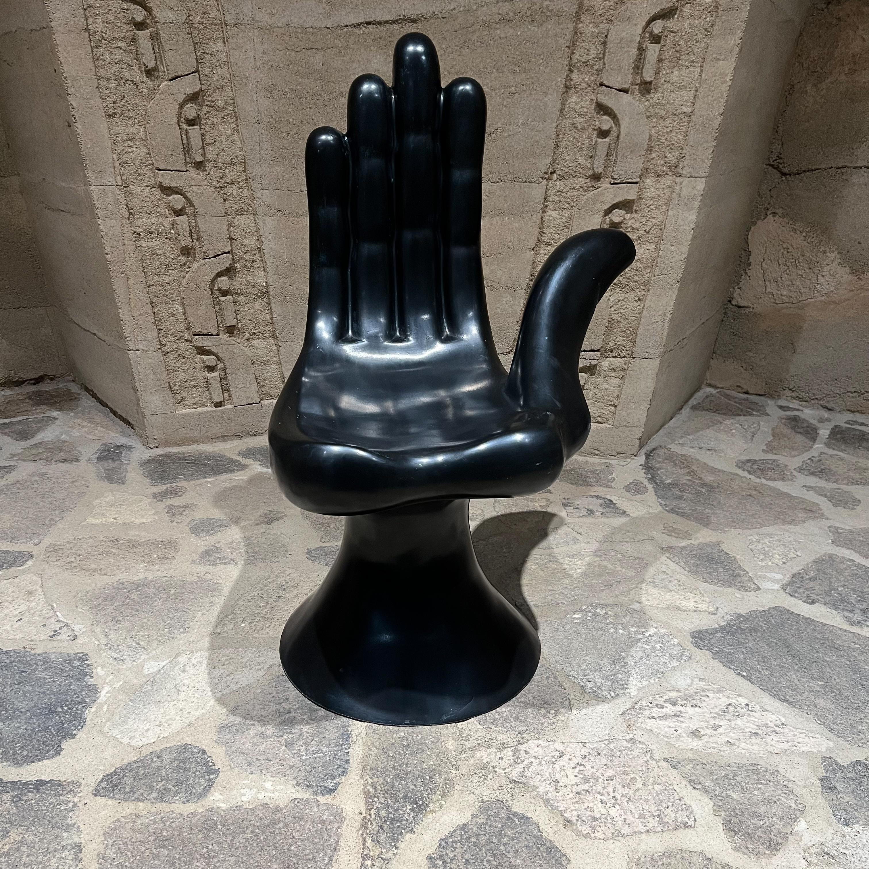 Mexican Pedro Friedeberg Phenomenal Hand Chair Black Fiberglass Mexico For Sale