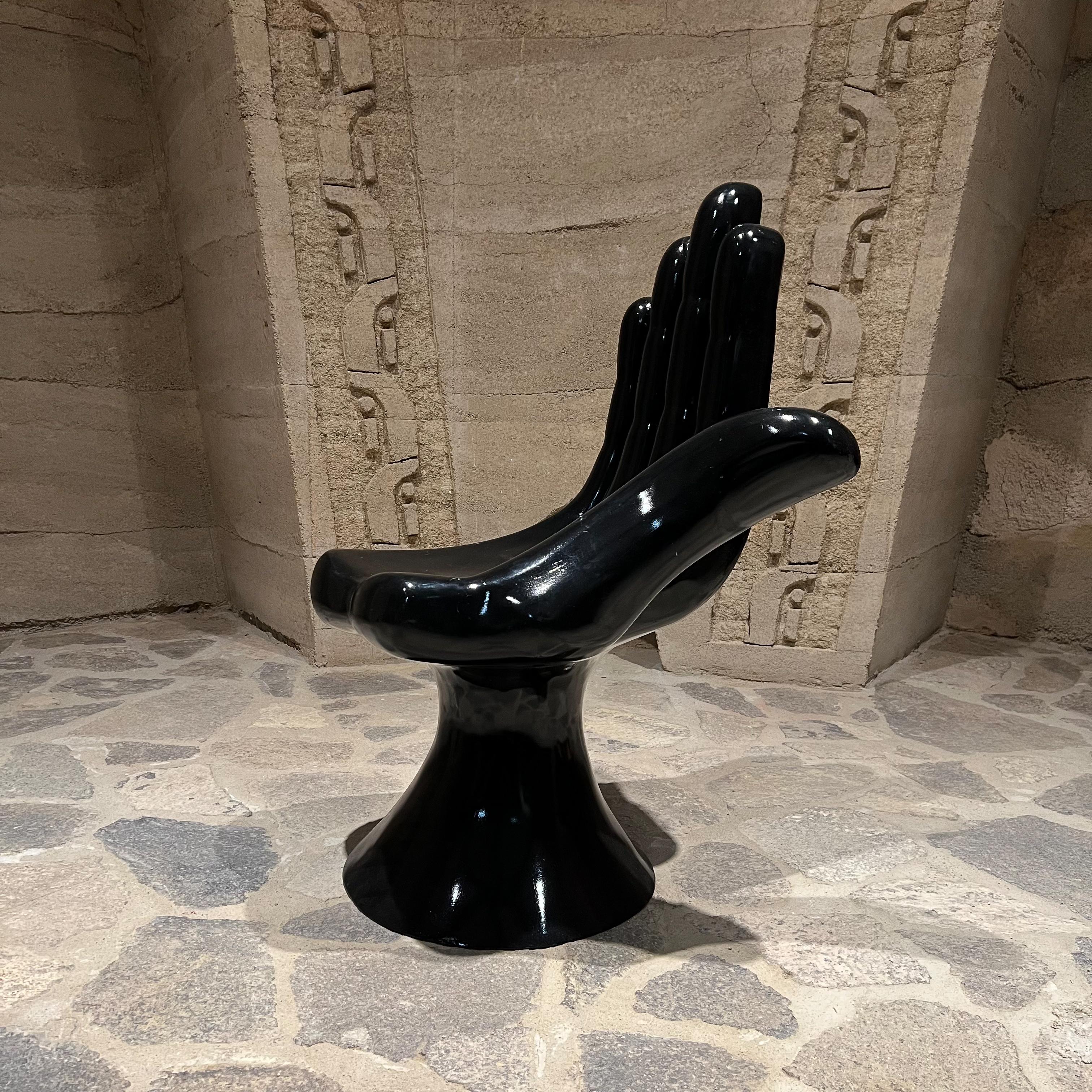 Phenomenal Black Fiberglass Hand Chair by Pedro Friedeberg Mexico 3