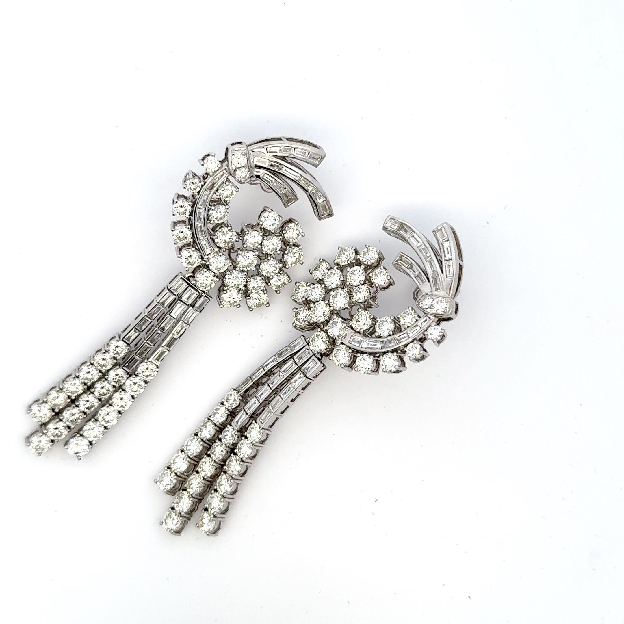 Baguette Cut Phenomenal Diamond Earrings For Sale