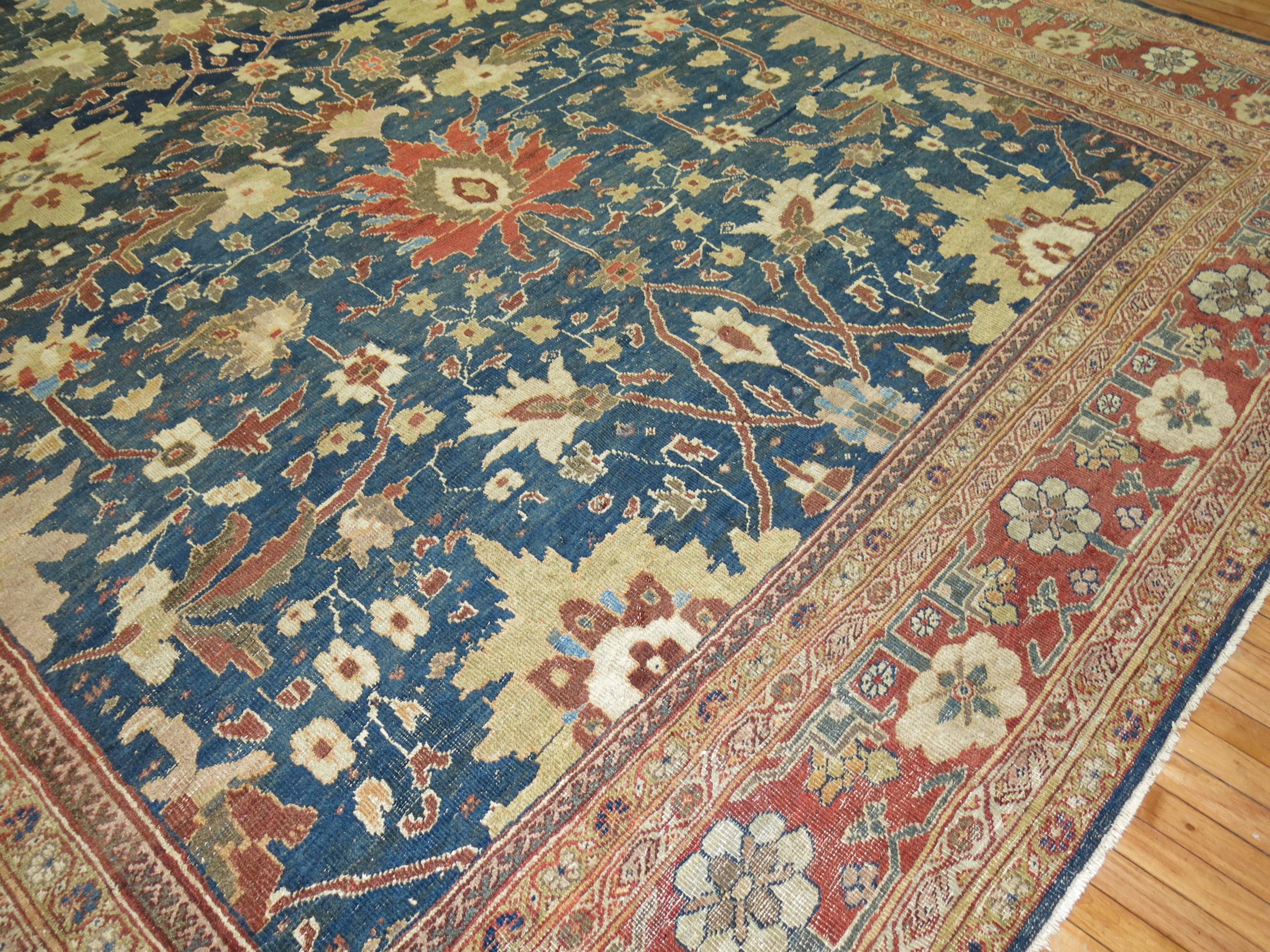 Hand-Woven Phenomenal Large Scale Antique Sultanabad Mahal Persian Carpet For Sale