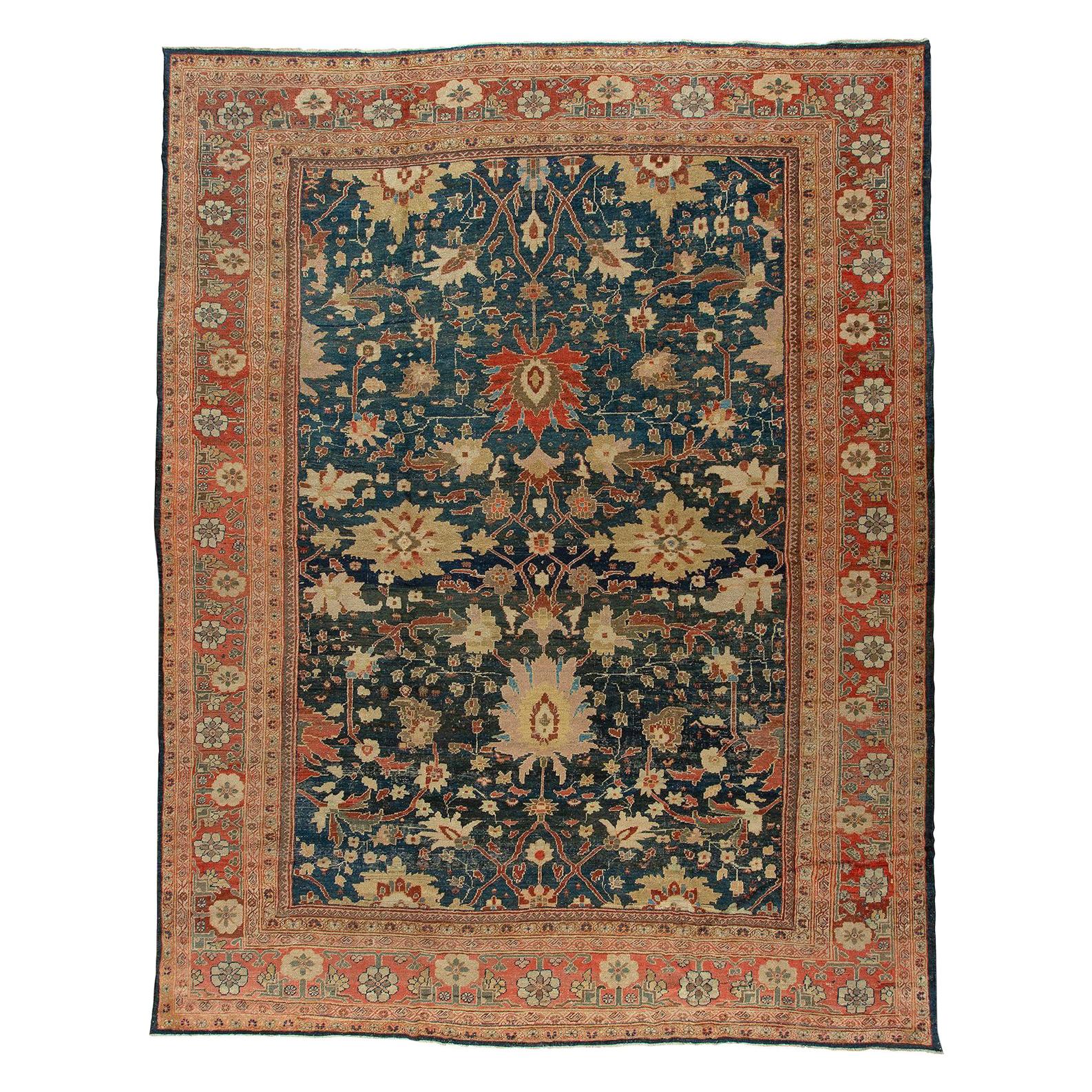 Phenomenal Large Scale Antique Sultanabad Mahal Persian Carpet For Sale
