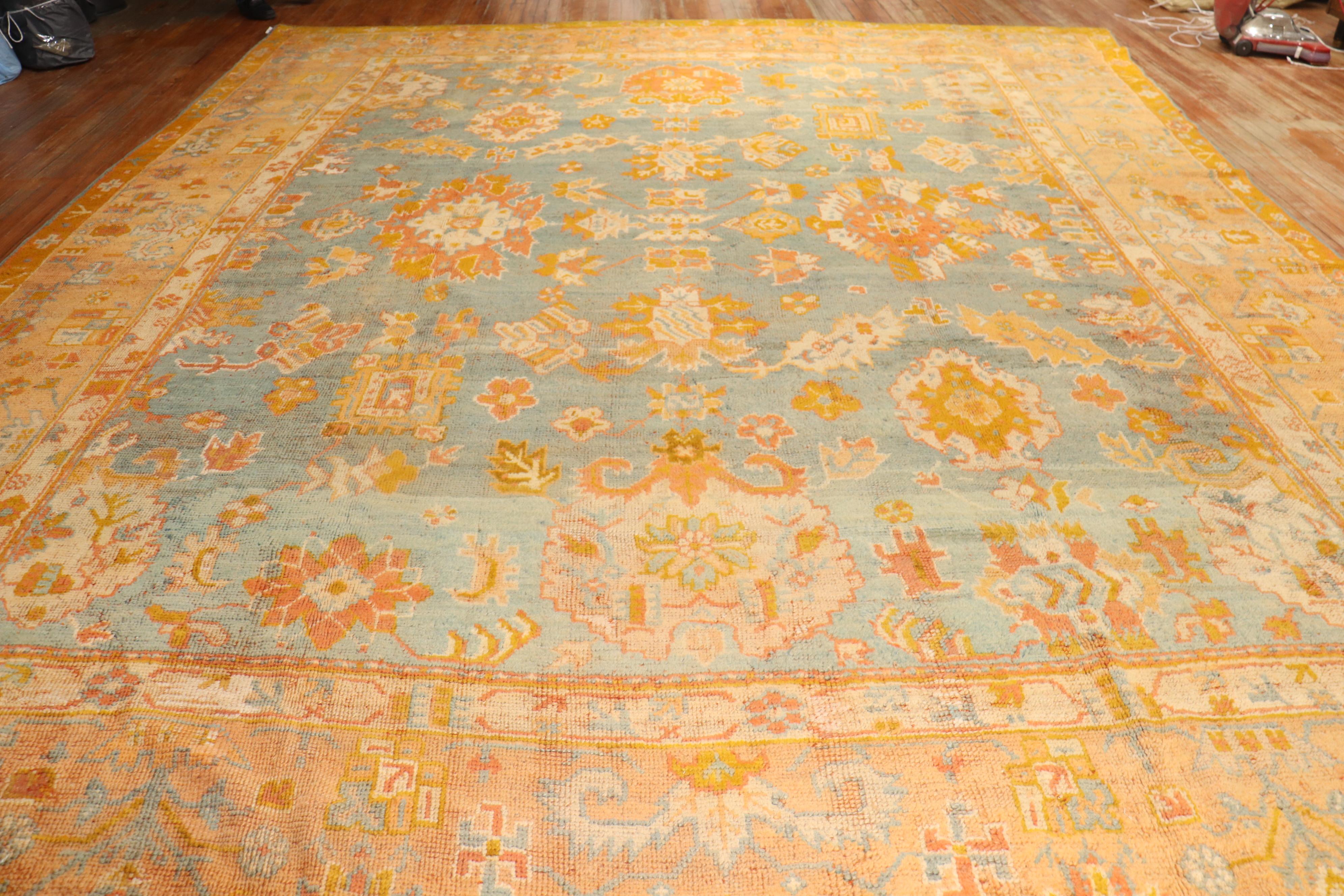 Wool Phenomenal Oversize Antique Turkish Oushak Rug