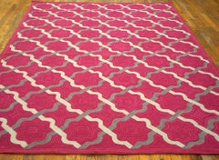 Phenomenal Red-Raspebery Geometric Pattern Contemporary American Hooked Rug 6x9