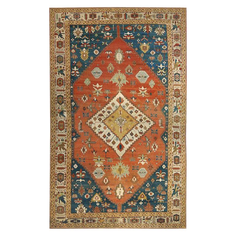 Phenomenal Tribal Oversize Palace Antique Persian Bakshaish Rug For Sale