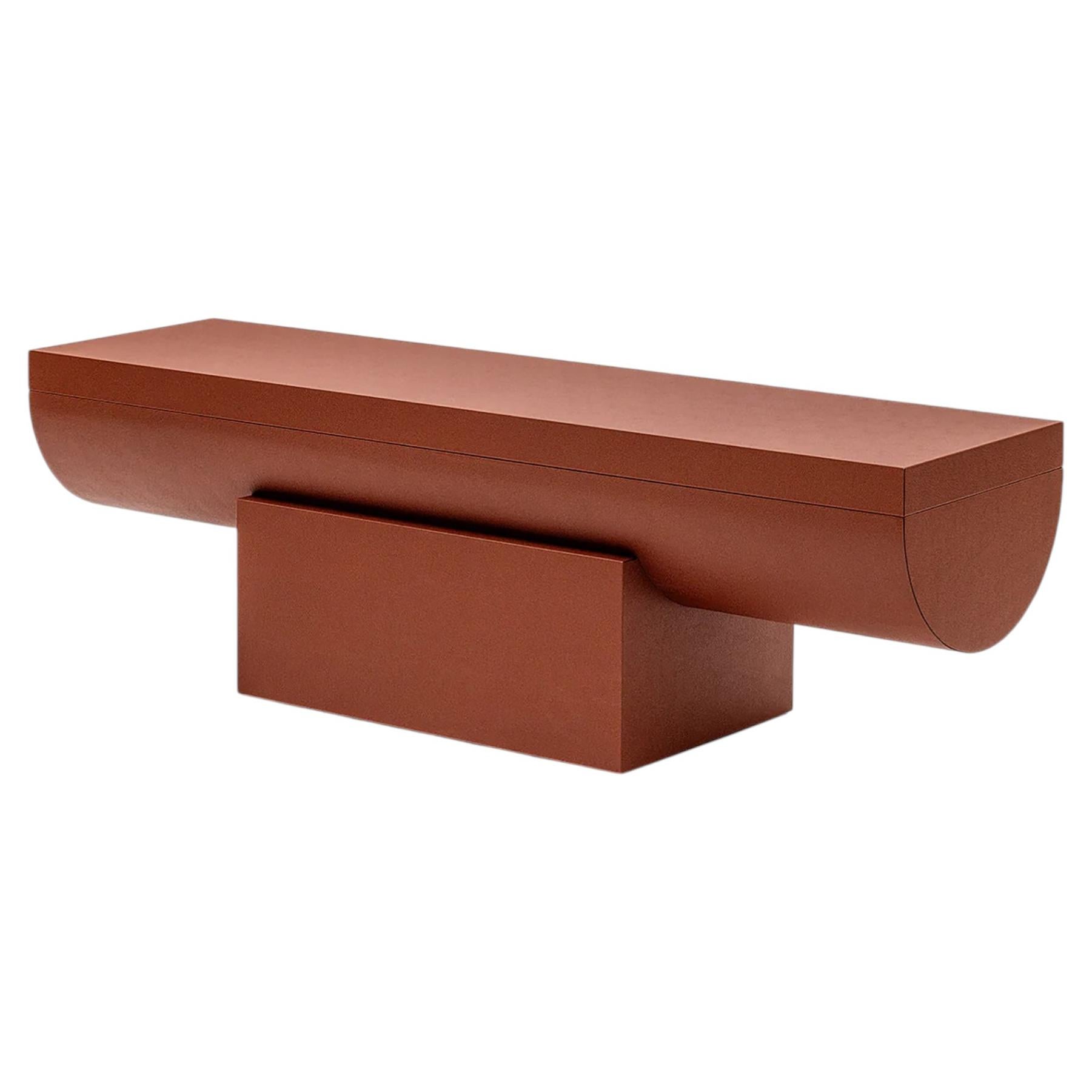 Pherson Red Brown Leather Bench