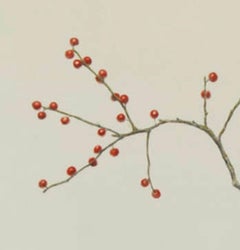 Scarlet Interval Minimalist Watercolor Still Life, 25.5x19.5 Inches