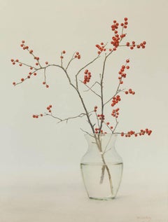 Scarlet Interval Modern Minimalist Watercolor Still Life by Phil Courtney