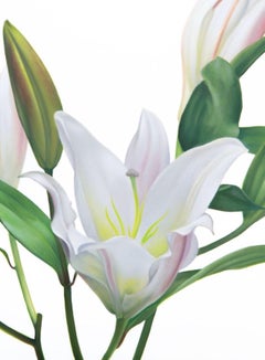 White Beauties Large Modern Floral Botanical Still Life by Phil Courtney