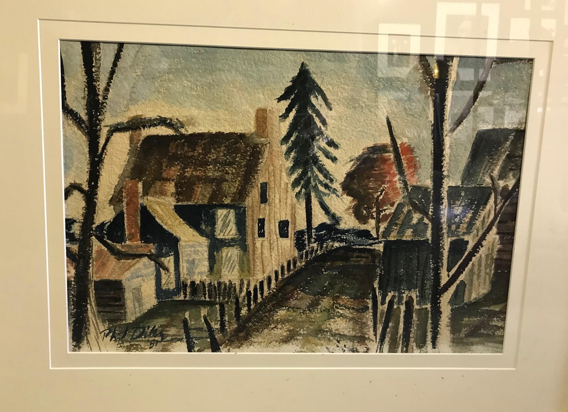 A beautiful work by American/ California born artist Phil Dike who was one of the main innovators in the development of the California watercolor painting movement. Dike also worked for Walt Disney Studios where he worked on such animated Classic