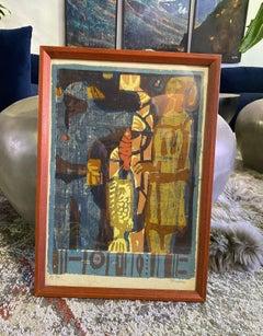 Phil Dike Signed Limited Edition Mid-Century Modern Colorful Lithograph Print