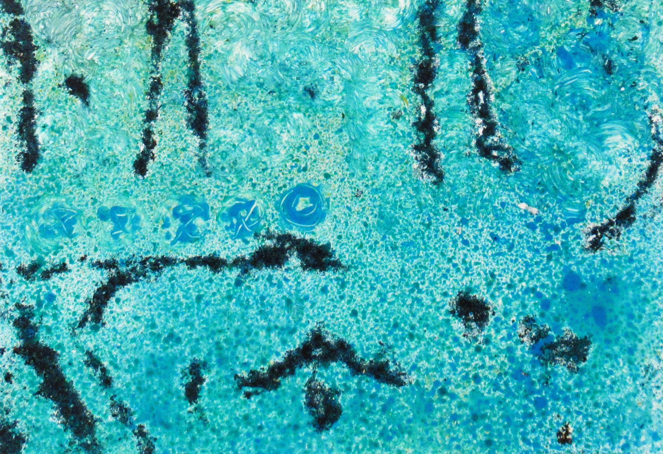 Una notte da cavallo alle Hawaii - Abstract Print Blu di Phil Gallagher