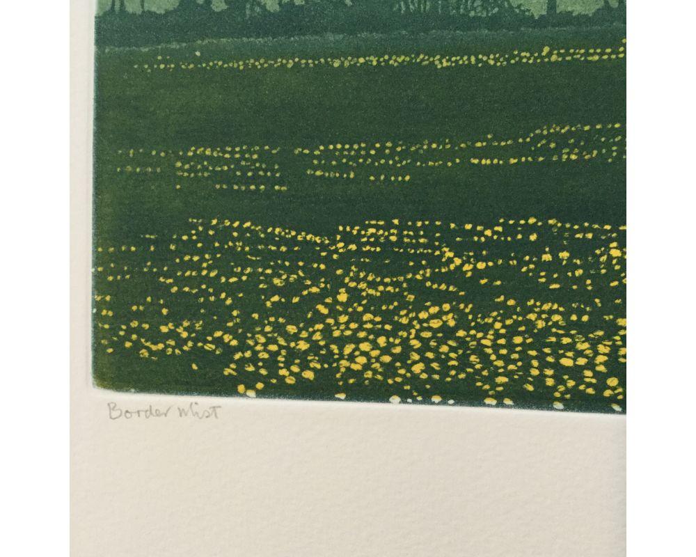 Border Mist is a contemporary landscape print by Phil Greenwood. The beautiful range of green tones gives the work a real depth and perfectly depicts a hazy summer morning view.

Phil Greenwood is a landscape artist who creates wonderful etching
