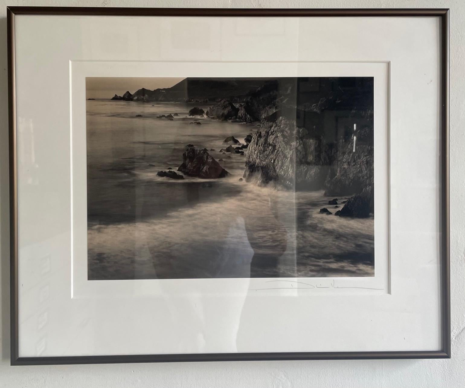 Breaking Waves, Big Sur Coastline Carmel  - Sepia Toned - Photograph by Phil Kember