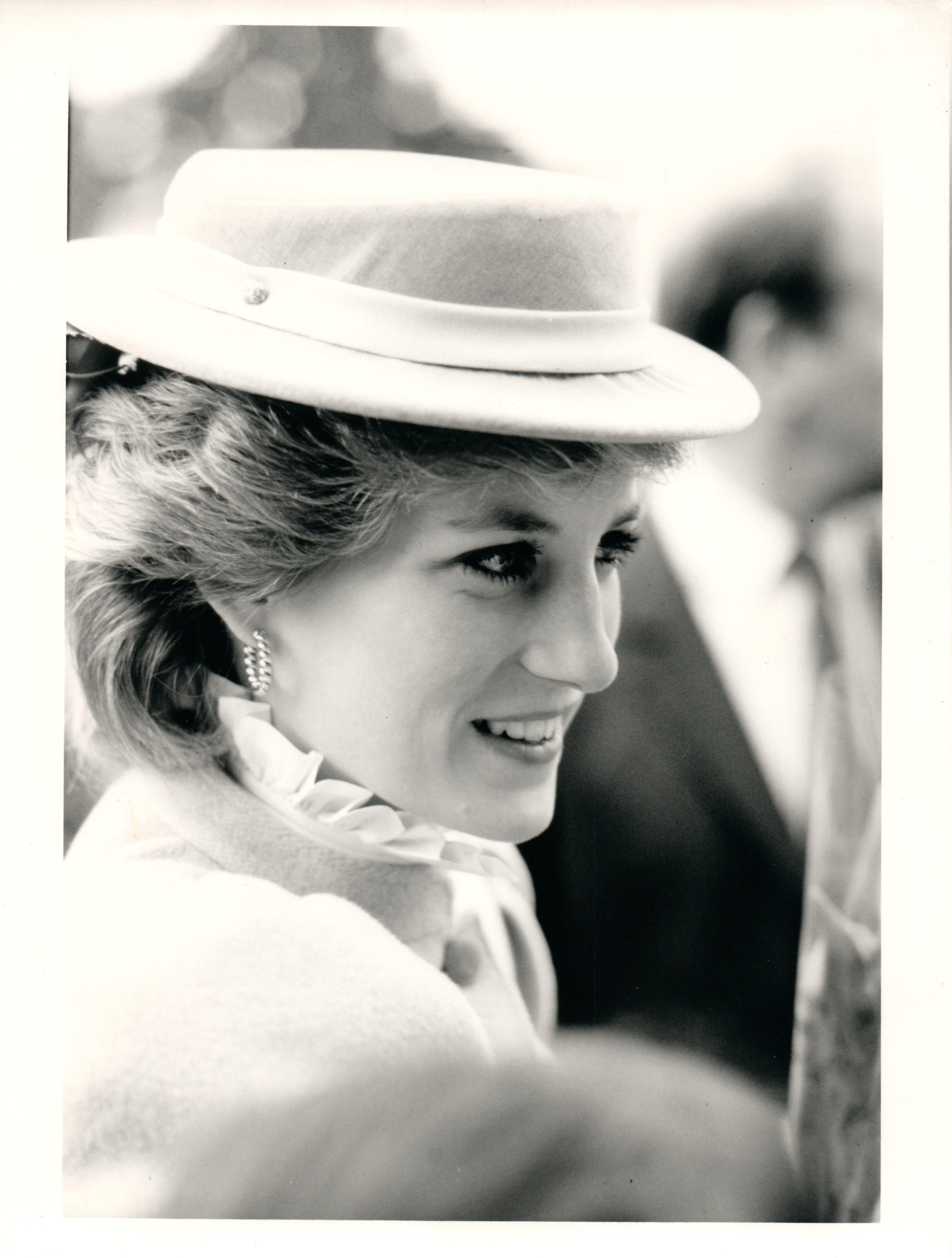 Phil Loftus Portrait Photograph - Candid Princess Diana in Hat Vintage Original Photograph