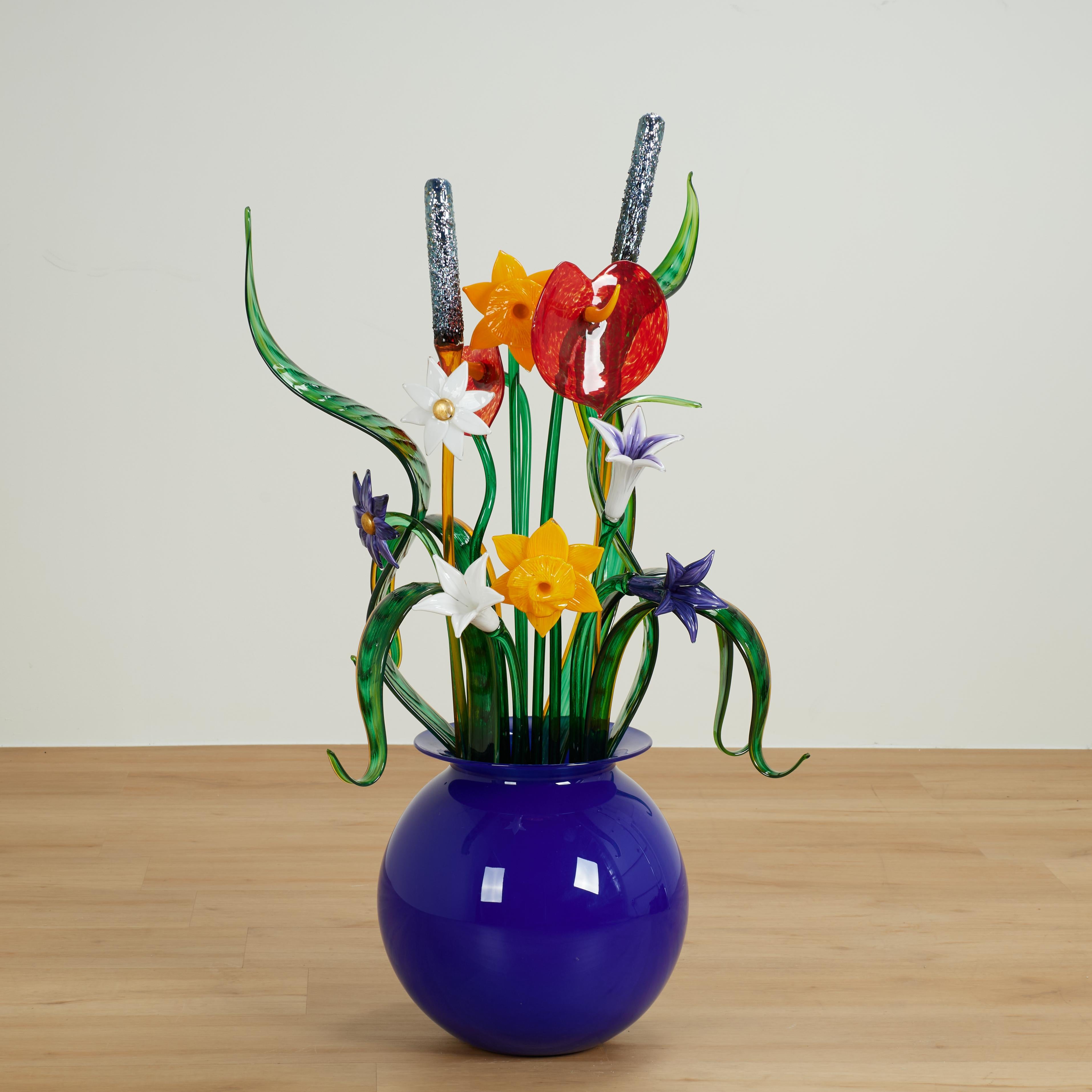 Glass Flower Arrangement or Sculpture by Phil O Reilly