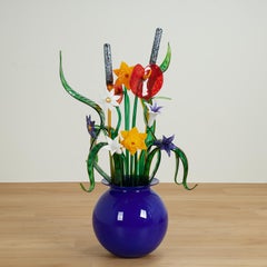 Arrangement floral ou sculpture en verre de Phil O Reilly