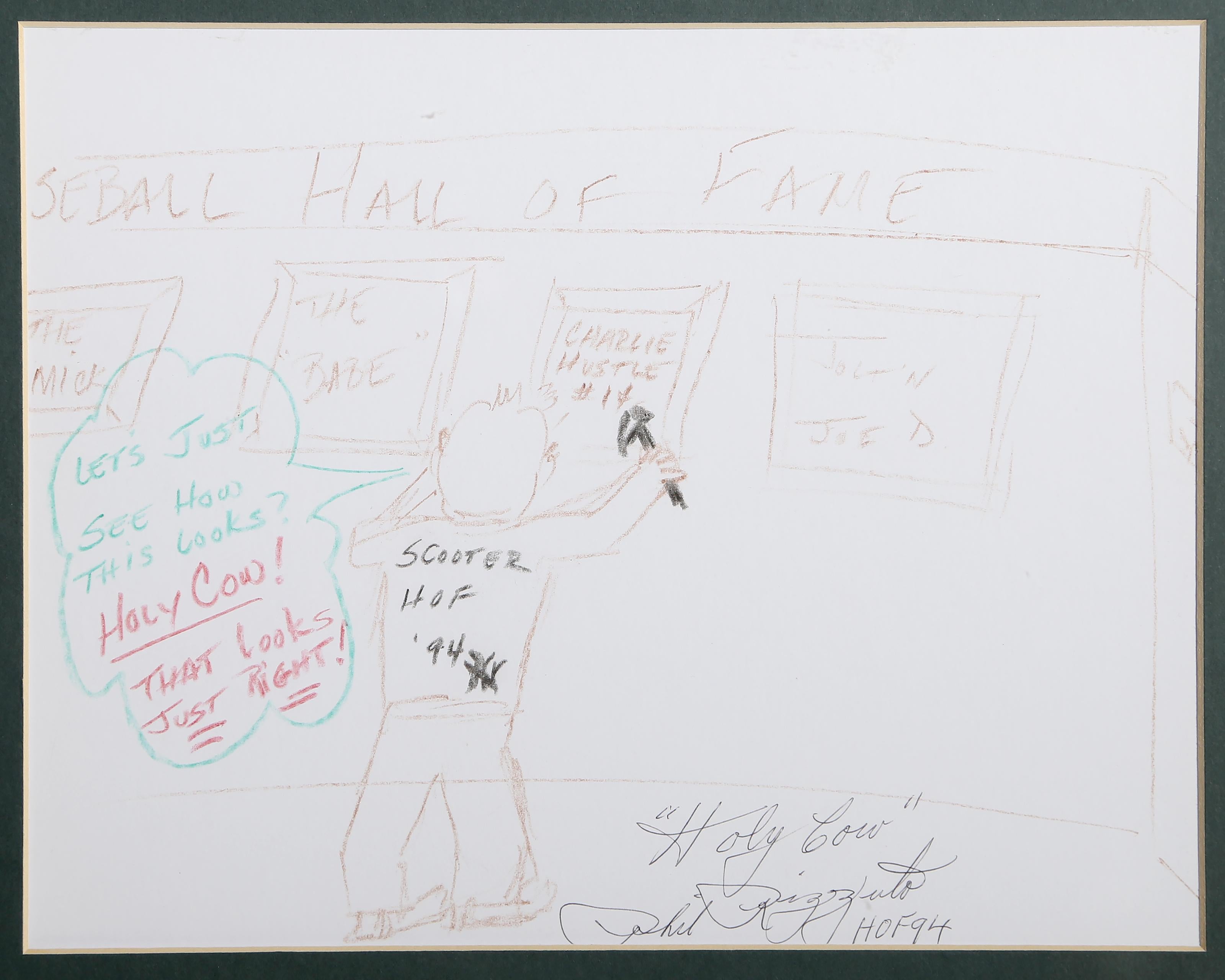 Holy Cow (Doodle For Hunger), Original Drawing/Photo by Yankees Phil Rizzuto For Sale 1