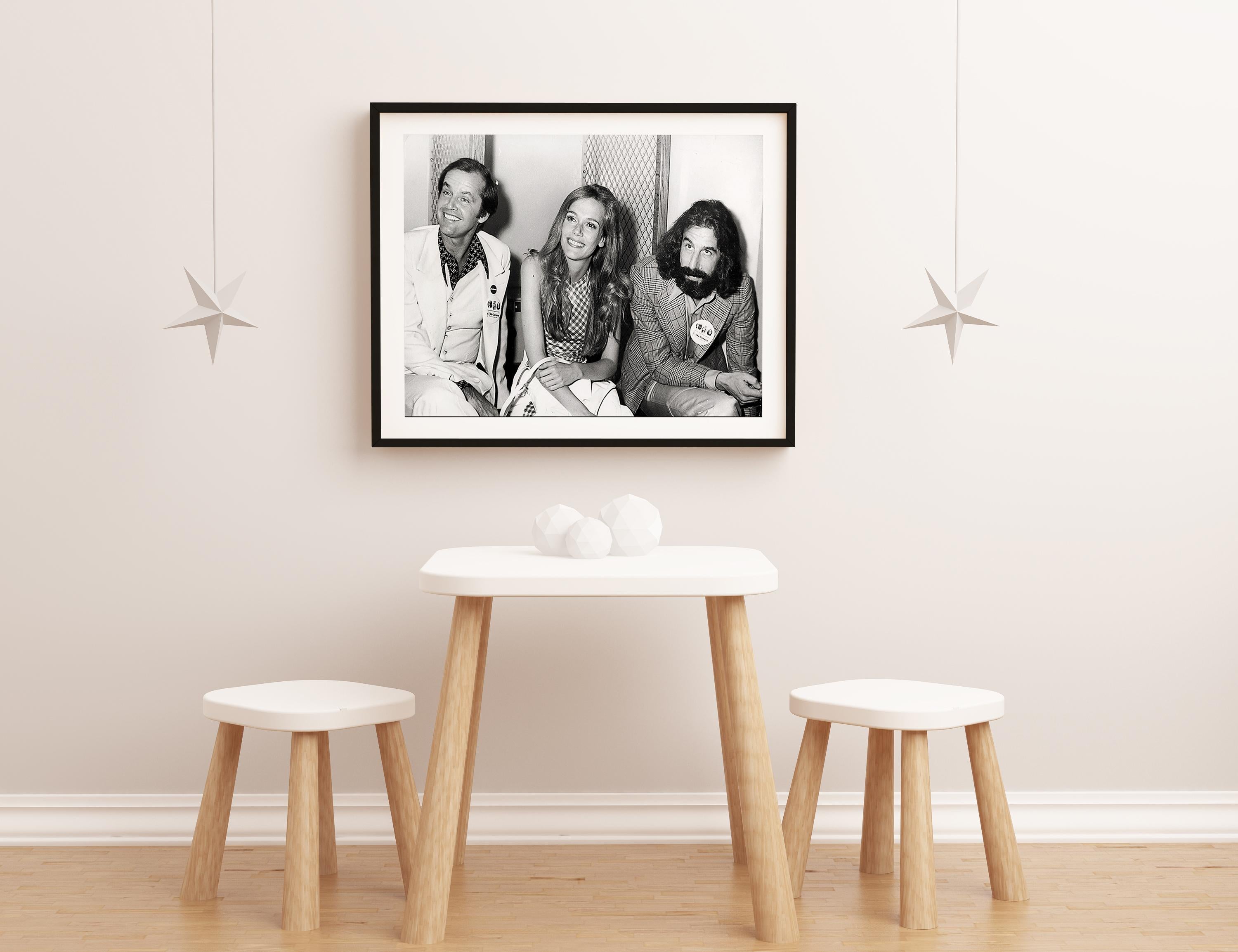Jack Nicholson, Peggy Lipton, and Lou Adler Fine Art Print - Gray Portrait Photograph by Phil Roach