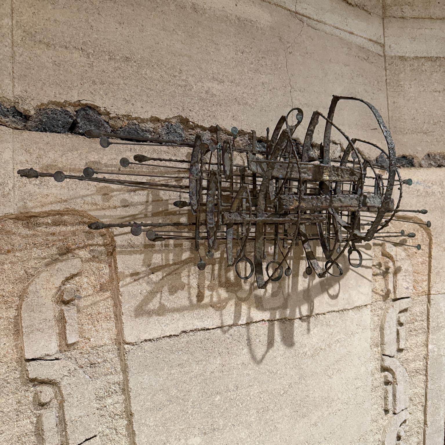 Mid-20th Century Phil Rowe 1963 Brutalist Brass Wall Sculpture Mid Century Modern Contemporary For Sale