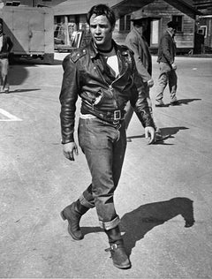 Vintage Marlon Brando during the filming of "The Wild One"