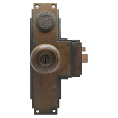 Phila Civic Ctr Art Deco Bronce Monolock Juego de pomos de puerta