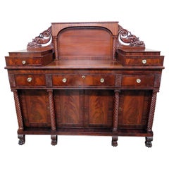 Antique Philadelphia American Empire Flame Mahogany Sideboard