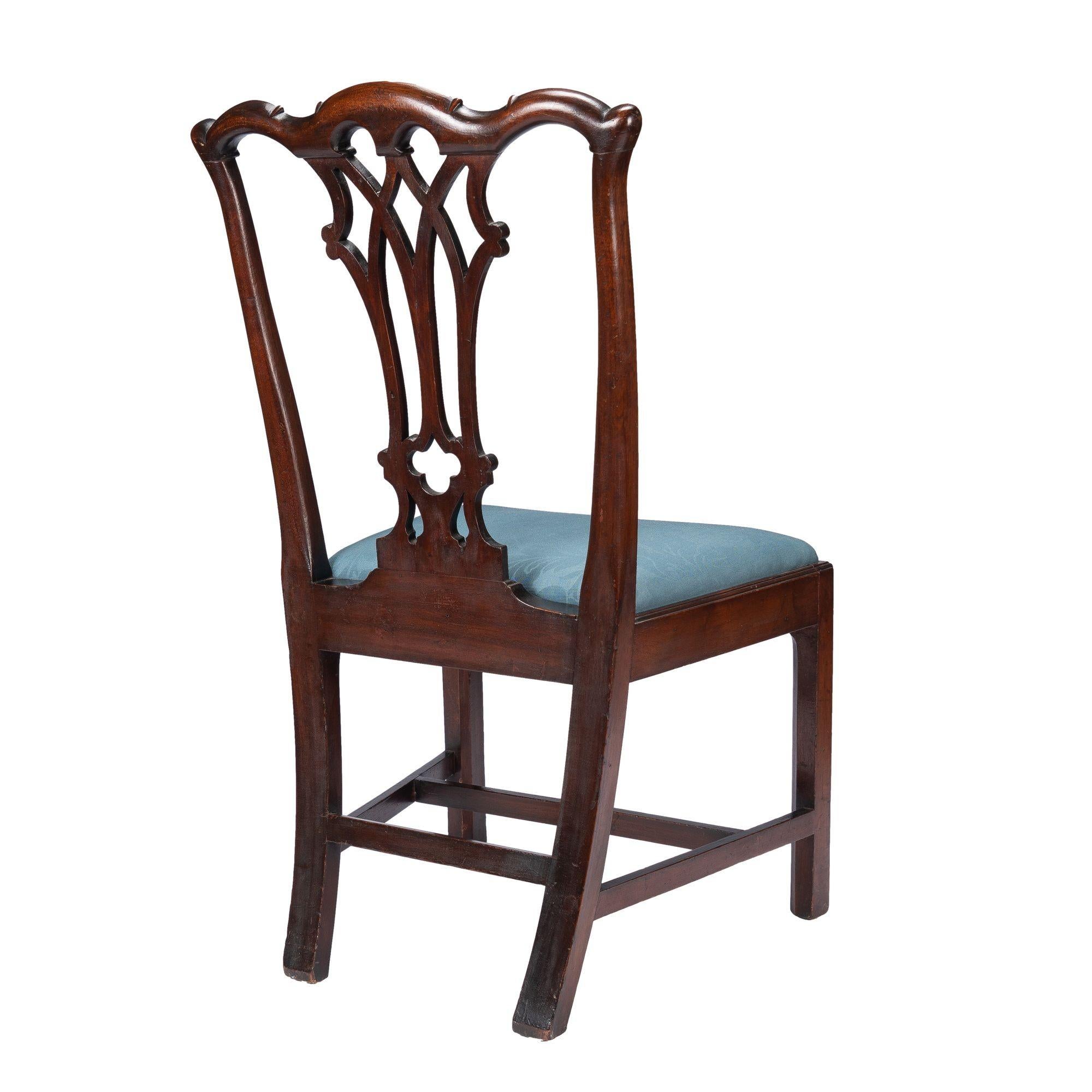 Upholstery Philadelphia Chippendale Mahogany Slip Seat Side Chair by Thomas Tuft, 1770 For Sale