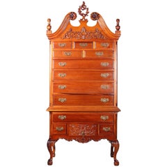 Philadelphia Chippendale School Hand-Carved Mahogany Chest on Chest 20th Century