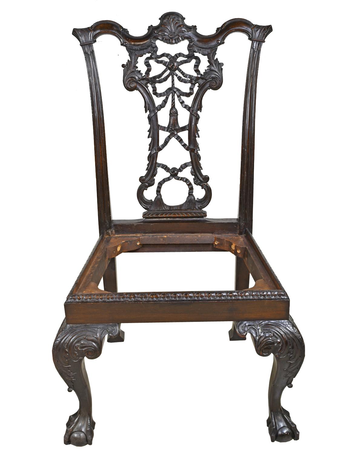 Philadelphia Chippendale Style Chair with Carved Ribbon-Back, circa 1840 For Sale 3