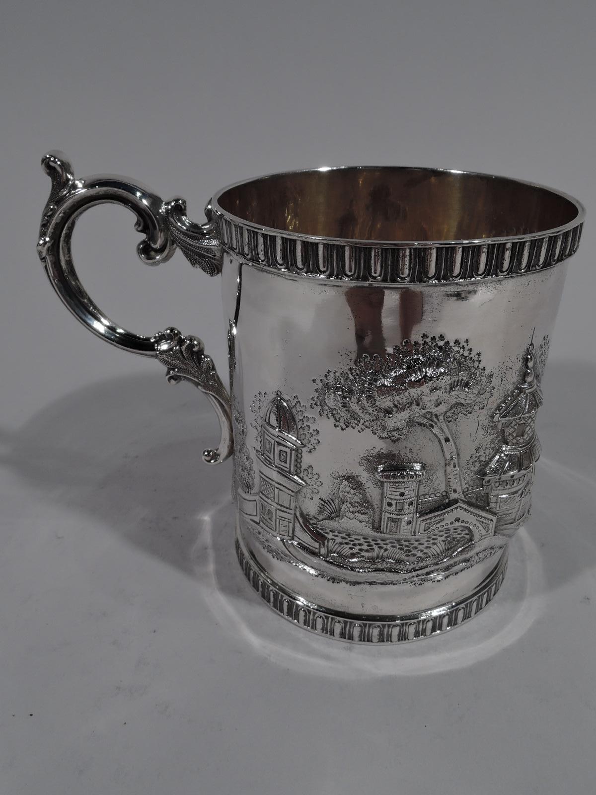 American Philadelphia Coin Silver Baby Cup with Fantasy Turrets and Pagodas