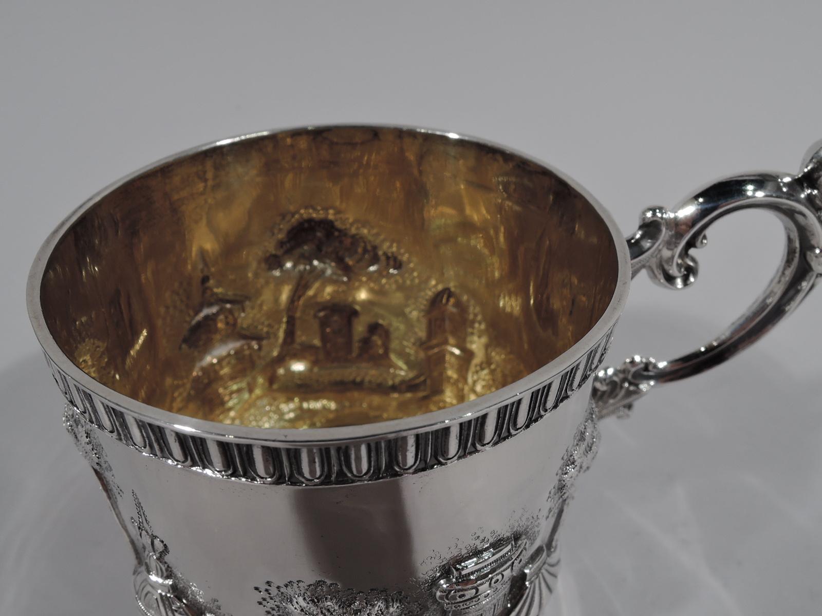 Philadelphia Coin Silver Baby Cup with Fantasy Turrets and Pagodas In Excellent Condition In New York, NY