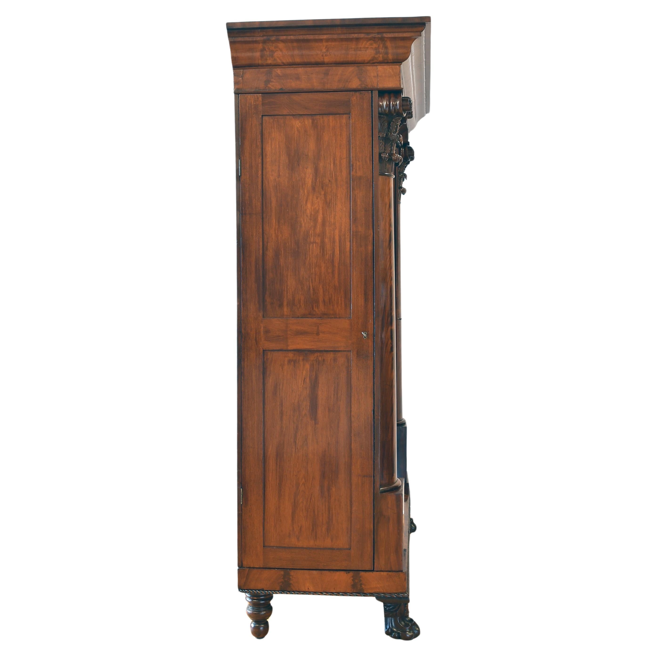Philadelphia Federal Wardrobe / Armoire in West Indies Mahogany c. !820 For Sale 1