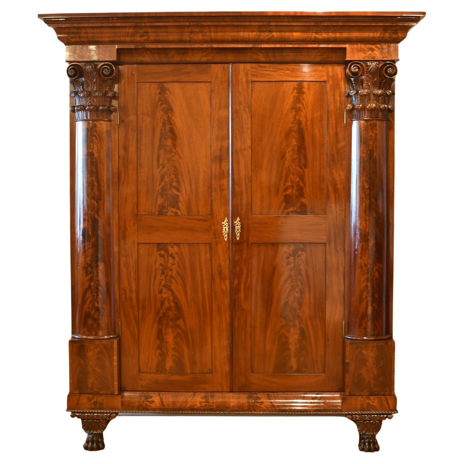 Philadelphia Federal Wardrobe / Armoire in West Indies Mahogany c. !820 For Sale