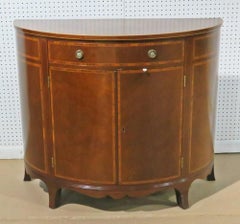 Philadelphia Made Satinwood Banded Sheraton Style Mahogany Demilune Buffet