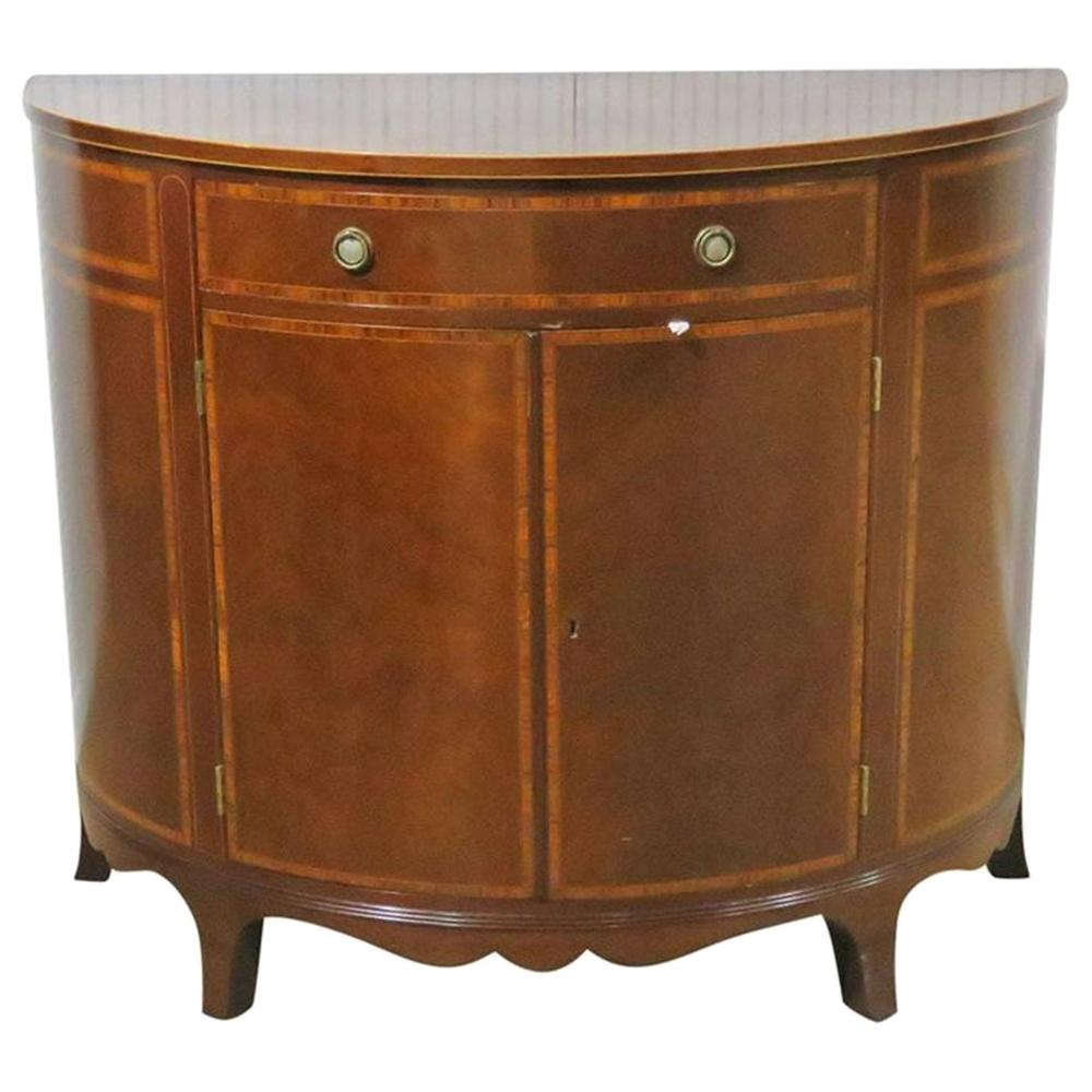 Philadelphia Made Satinwood Banded Sheraton Style Mahogany Demilune Buffet