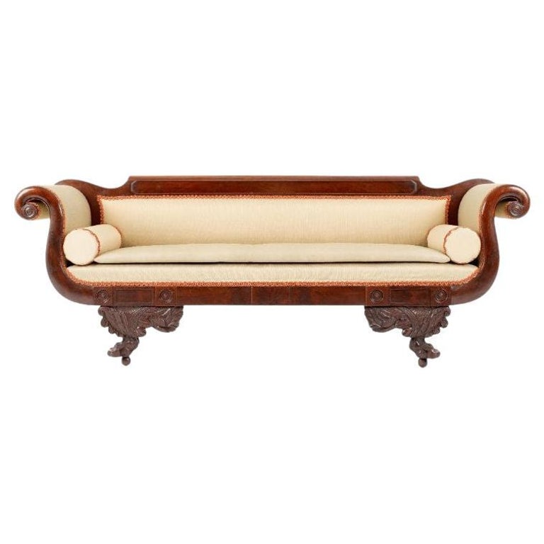 Philadelphia Neoclassic Upholstered Mahogany Sofa, 1830 For Sale at 1stDibs