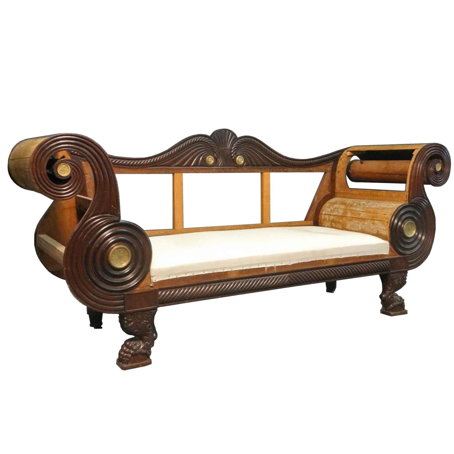 Neoklassisches Empire-Sofa aus Philadelphia, Joseph Barry zugeschrieben, um 1830 (Amerikanische Klassik) im Angebot