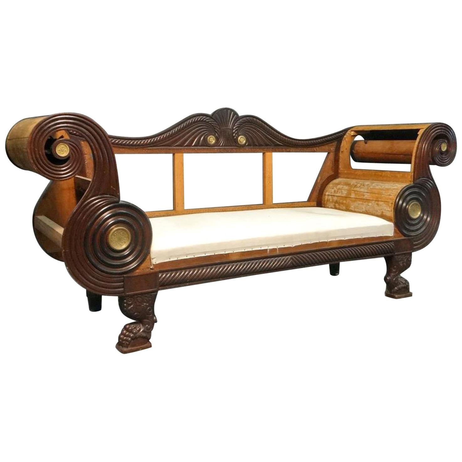 Neoklassisches Empire-Sofa aus Philadelphia, Joseph Barry zugeschrieben, um 1830