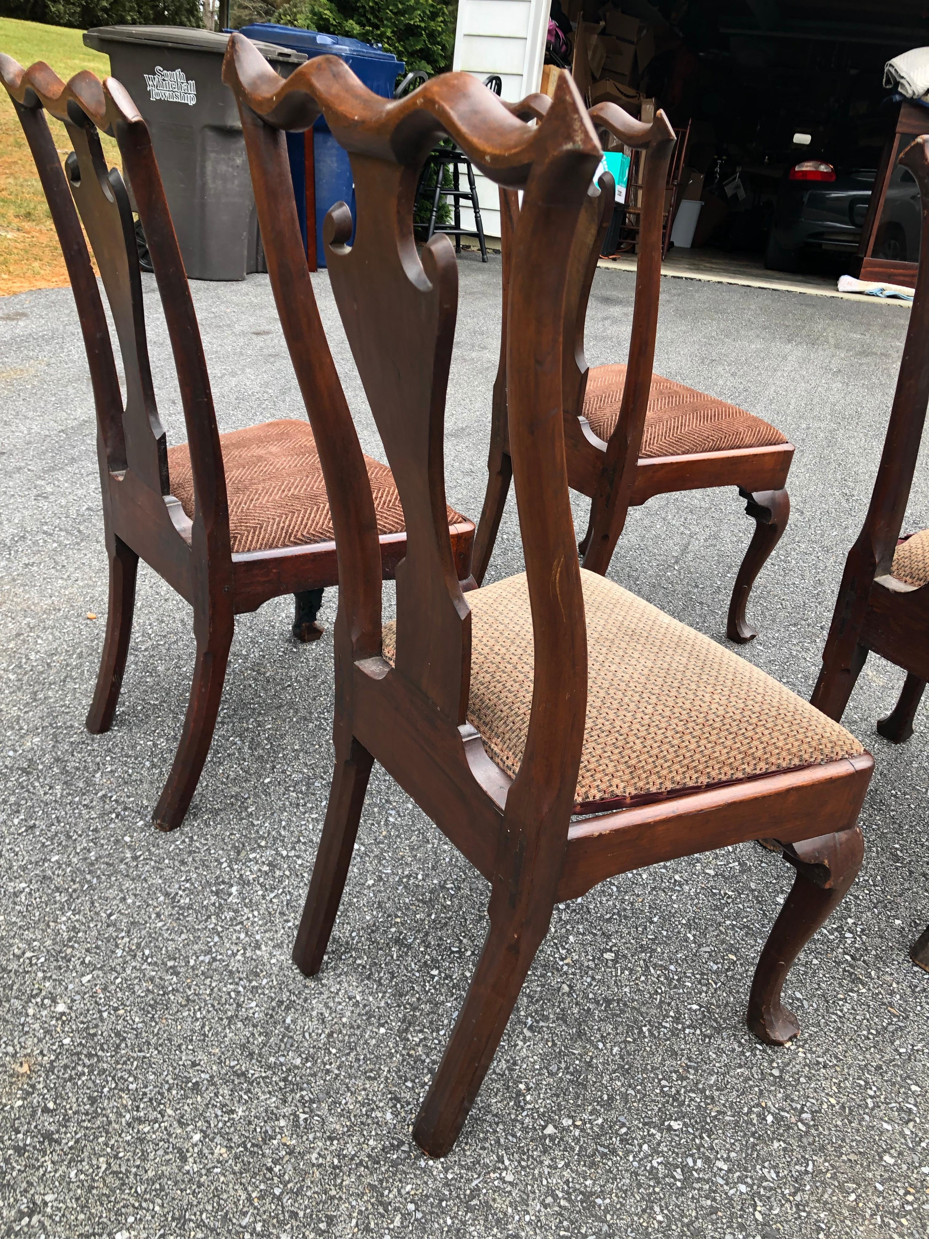 Philadelphia Queen Ann Chairs Walnut 18th Century Savery Type Set of Four For Sale 7
