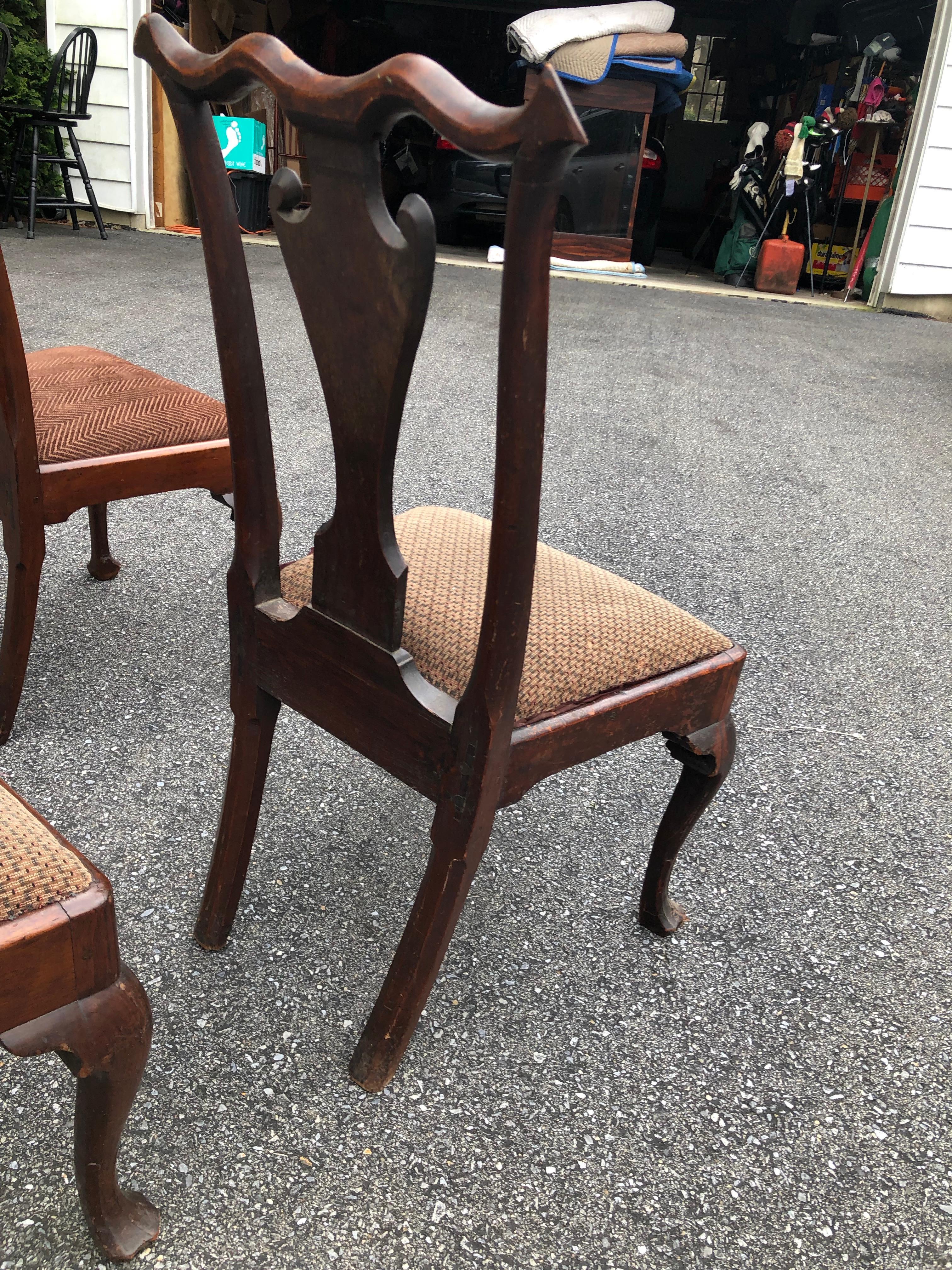Philadelphia Queen Ann Chairs Walnut 18th Century Savery Type Set of Four For Sale 8