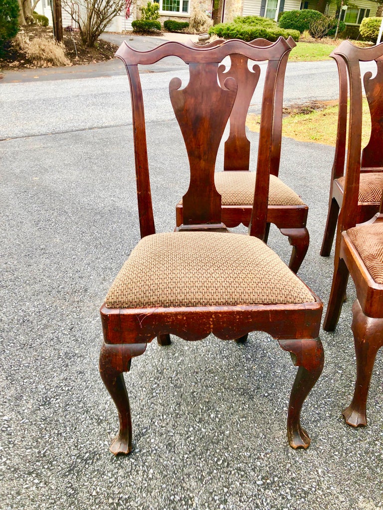 Philadelphia Queen Ann Chairs Walnut 18th Century Savery Type Set of Four For Sale at 1stDibs