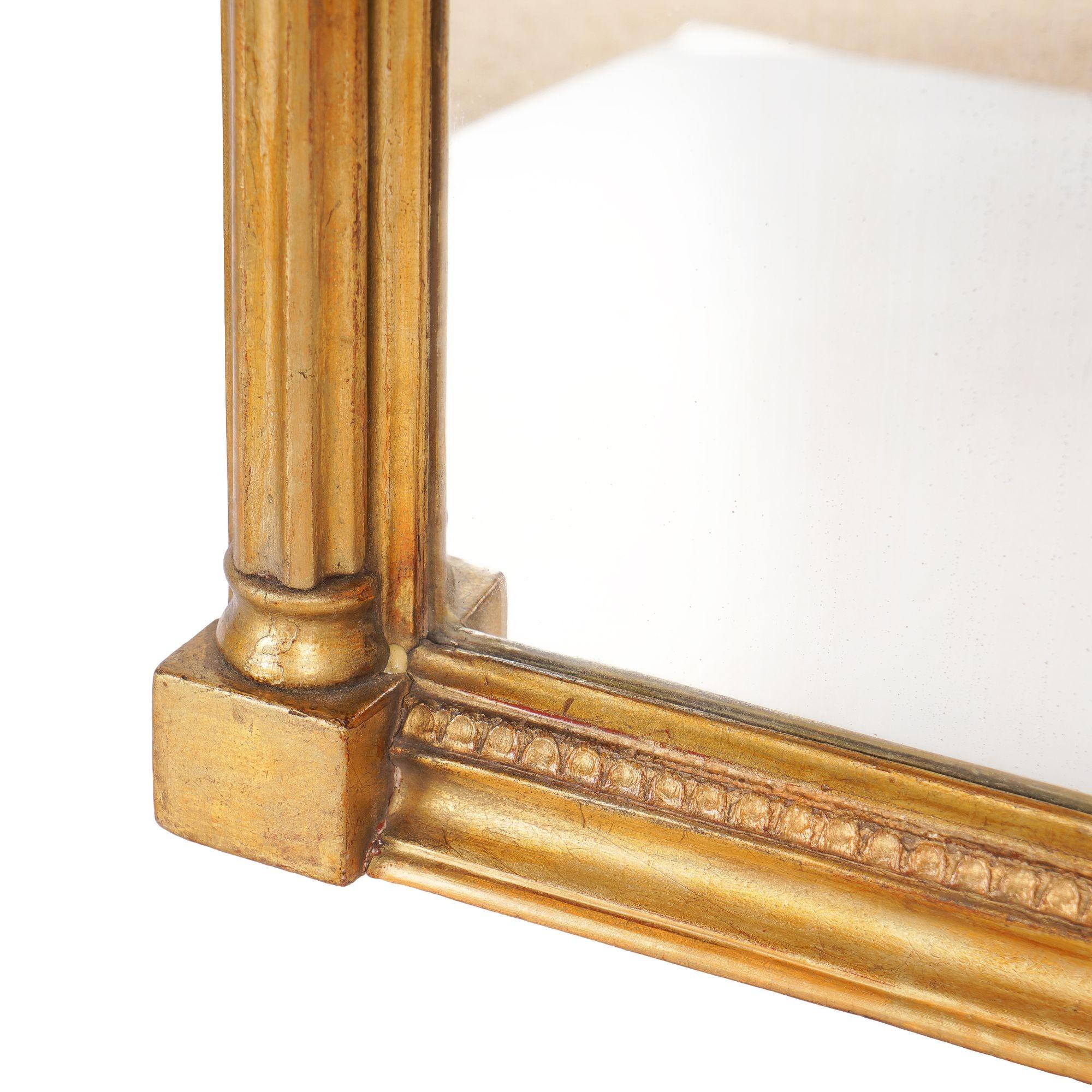 XIX secolo Specchio a piedistallo Philadelphia Sheraton in argento dorato con eglomise, 1815 ca. in vendita